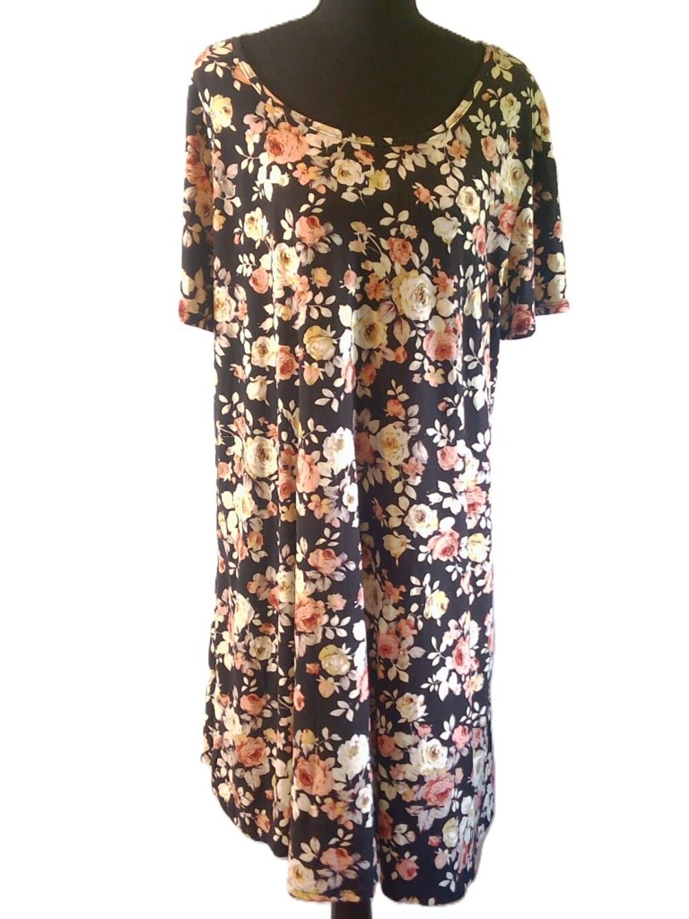 Vibe Sportswear Floral Lattice-Back T-Shirt Dress